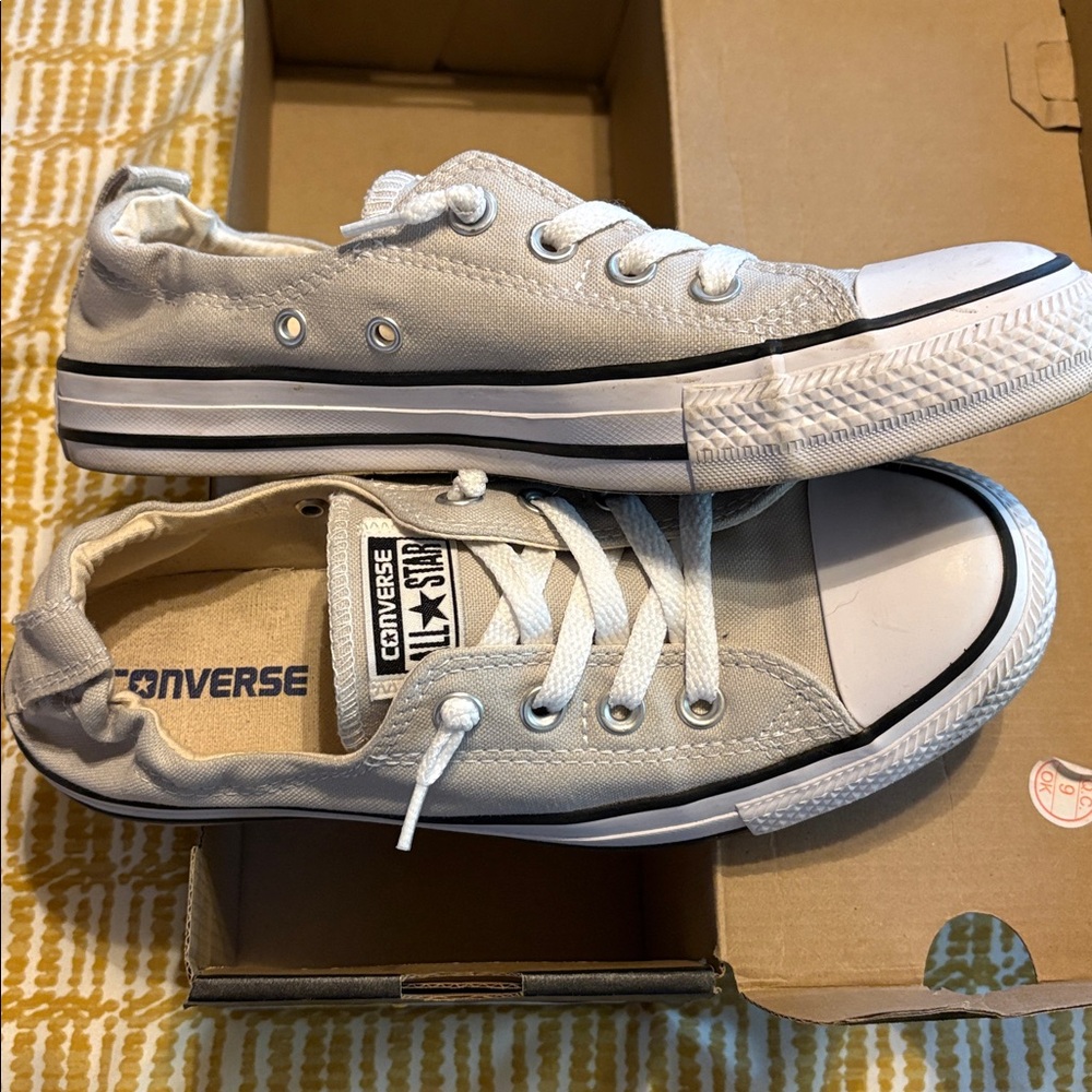 Converse Light Gray Shoreline Low Tops with White Accents